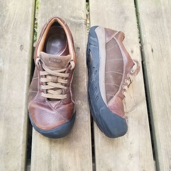 Keen Presidio Brown Leather Cascade/Shitake Casual Lace Up Shoes Woman's 9.5 - Picture 1 of 7
